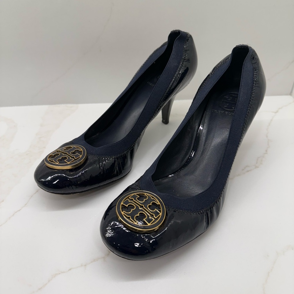 Tory Burch Navy Patent Leather Heels
